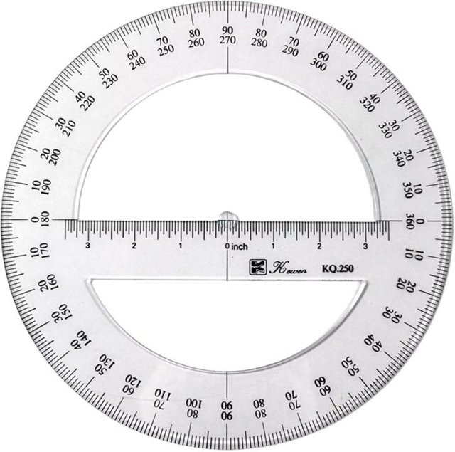 Runder Winkelmesser aus Kunststoff mit Lineal für Mathematik, Weiß, Durchmesser: 25 cm - Bild 1
