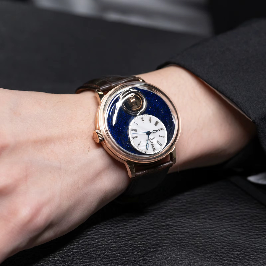 OBLVLO Armbanduhr, Automatik, Roségold, Lederarmband, Herren - Bild 5