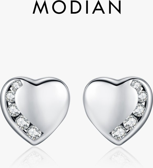 MODIAN Ohrstecker 925 Silber, CZ-Herz, Damen - Bild 1