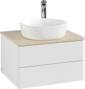 Villeroy & Boch Antao Waschtischunterschrank mit Frontstruktur und Beleuchtung, Weiß, B/H/T: 60 x 50 x 36 cm - Bild 1