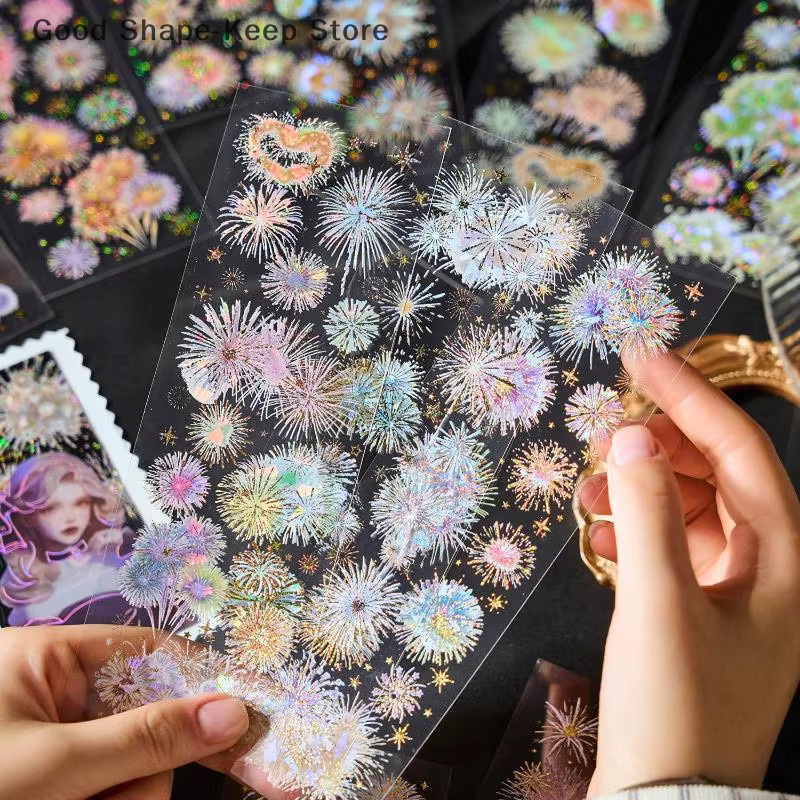 Selbstklebende PET-Aufkleber im Feuerwerksdesign für Scrapbook und DIY-Projekte, Mehrfarbig - Bild 3