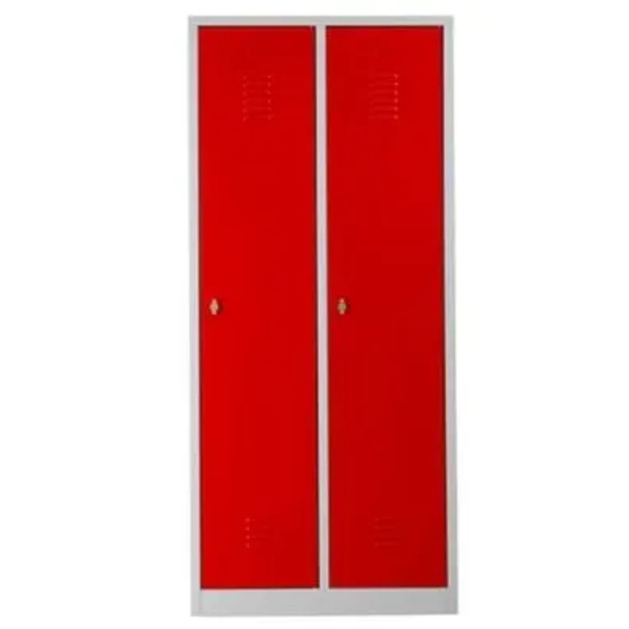 PROREGAL Garderobenspind Camel mit 2 Fächern und Zylinderschloss, Grau-Rot, H x B x T: 180 x 80 x 50 cm - Bild 2