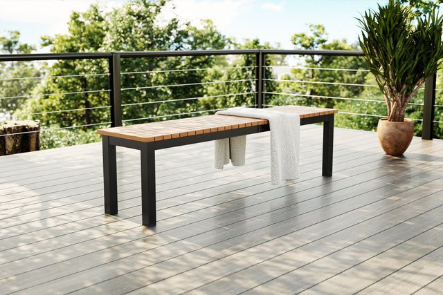 Villana Tasmania Gartenbank aus Aluminium und Eukalyptus in Anthrazit, witterungsbeständig und FSC-zertifiziert - Bild 1