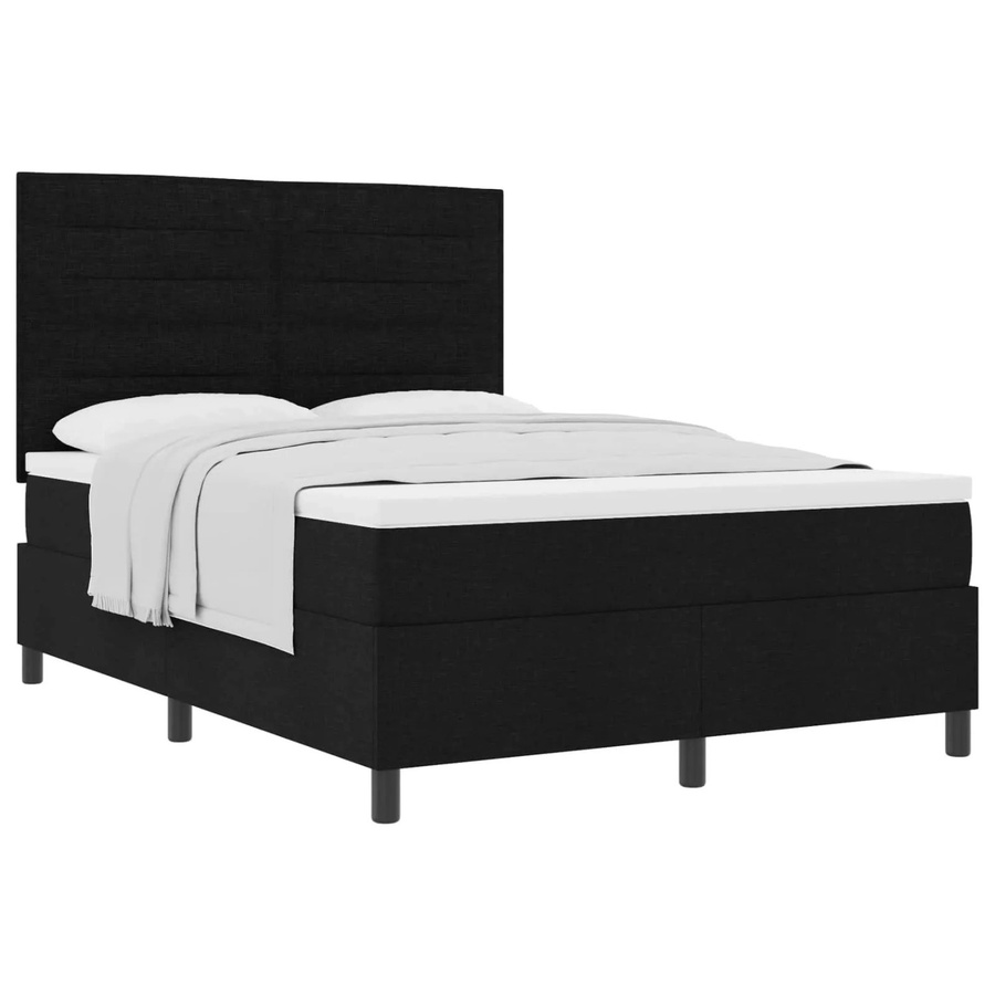 vidaXL Boxspringbett mit Matratze und Taschenfederkern in Schwarz, B/T: 140 x 190 cm - Bild 2