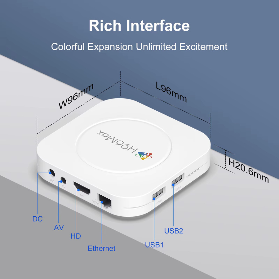 H96 MAX M1 Plus Android 14.0 Smart TV-Box mit 4GB RAM und 128GB Speicher, 8K HDR10, WIFI6, Bluetooth 5.4 und LAN, Media Streamer in Weiß - Bild 2