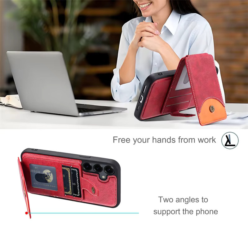 Leder-Magnet-Klapphülle als Brieftasche für Samsung Galaxy A56 A36 A16 A55 A35 A25 A15 A54 A34 A24 A14 A53 A13 in Braun - Bild 3