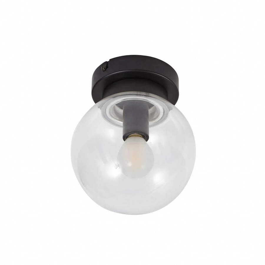 Lucande Deckenlampe Badolo 10020356, Schwarz, 1-flammig, E14, Spritzwassergeschützt IP44, Metall und Glas, Modernes Design für das Badezimmer - Bild 2