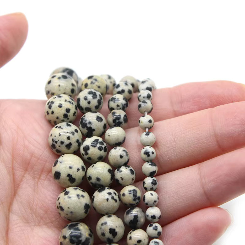 Perlen Dalmatiner Jaspis, runde lose Perlen, 6-10 mm, Unisex - Bild 6