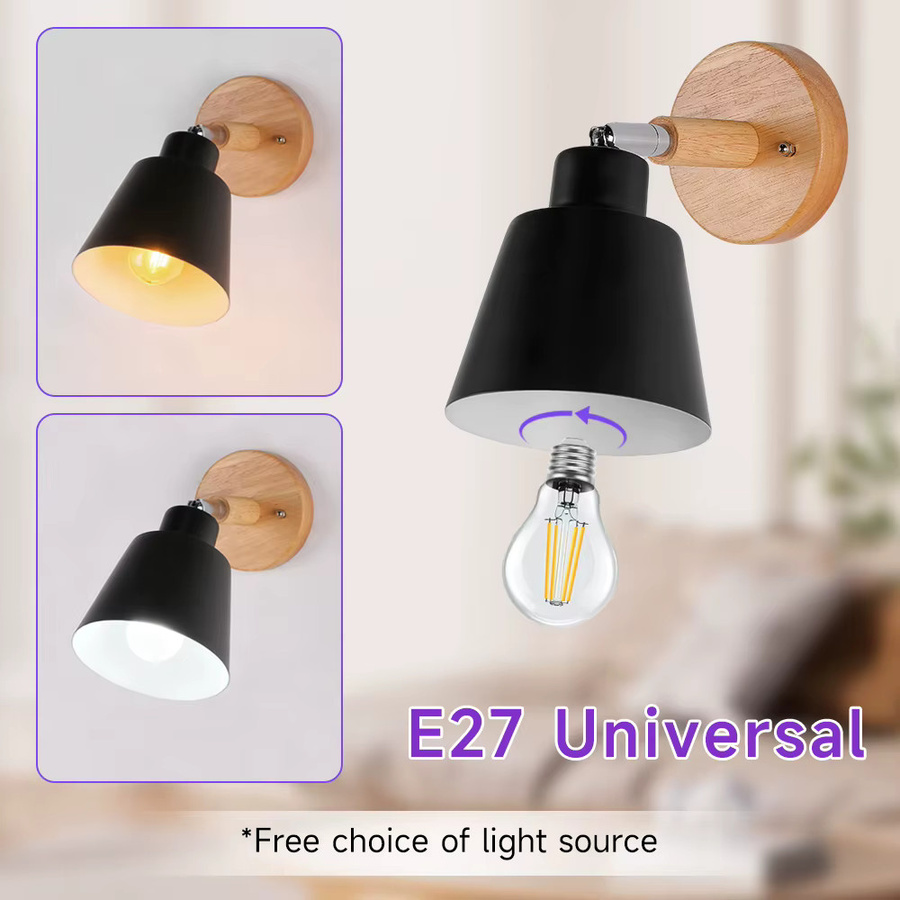 CANMEIJIA LED Wandlampe im Nordic Stil mit E27 Fassung, Schwarz, für Schlafzimmer und Veranda - Bild 2