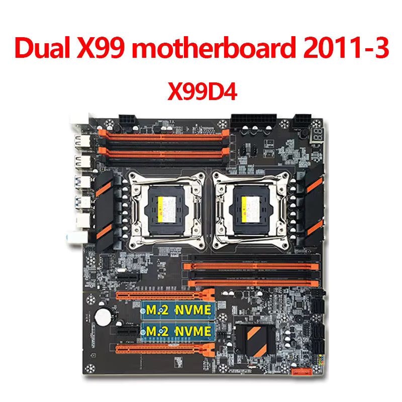 YiHESZ X99 Dual-CPU-Mainboard E-ATX mit Dual Xeon E5 2686V4 Support, LGA 2011 V3, 8 DIMM DDR4 Slots, Dual M.2 NVMe Slots und USB 3.0, Schwarz - Bild 2