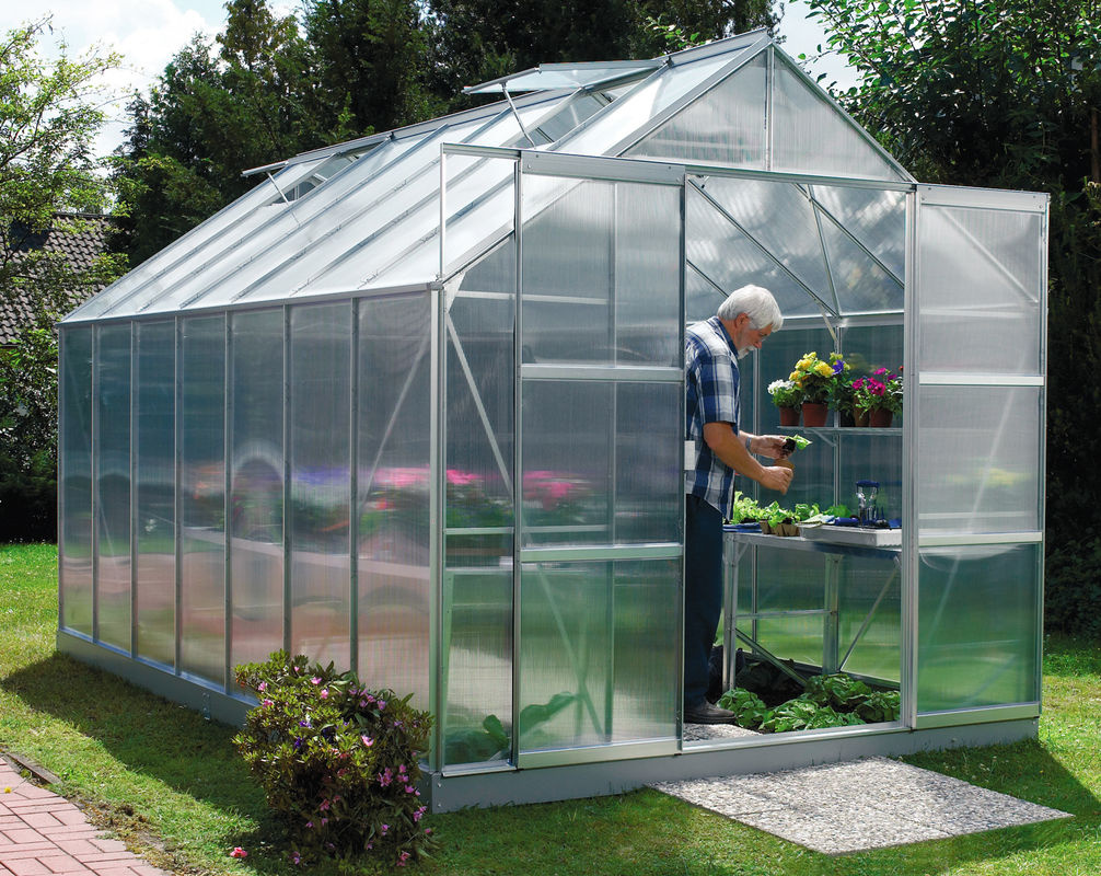 Vitavia Gewächshaus Uranus 11500 aus Aluminium eloxiert mit Polycarbonat-Verglasung und Satteldach in Silber - Bild 4