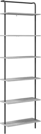 vidaXL Bücherregal modern in Grau und Schwarz aus Holzwerkstoff und Stahl, B: 60 cm, T: 24 cm, H: 203 cm