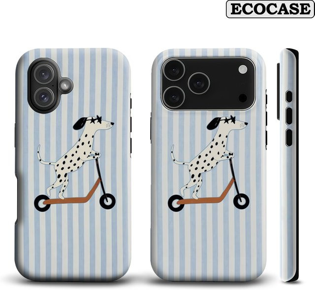 Potdemiel Handyhülle Dalmatiner auf Scooter Vibe für iPhone 17 16 15 14 13 12 Pro Max Plus mit doppelschichtiger Rückseite - Bild 1
