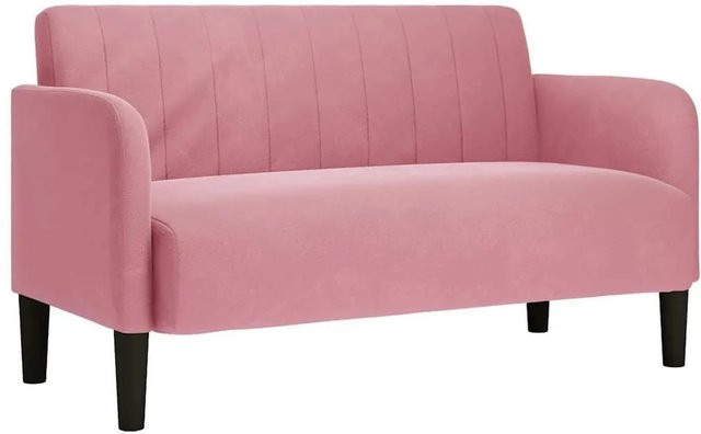 vidaXL Zweisitzer-Sofa in Rosa aus Samt für dein Wohnzimmer, Breite: 124 cm, Tiefe: 74 cm, Höhe: 68 cm - Bild 1