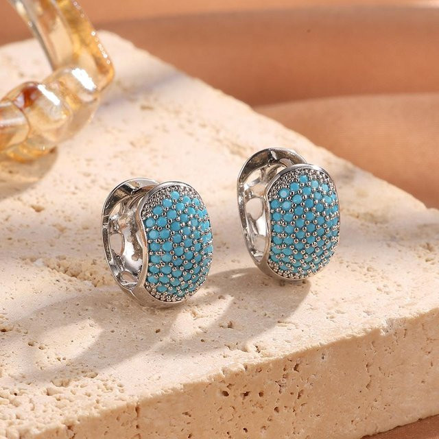 Lucky Star Jewelry Creolen, Kupfer, Türkis, Zirkonia, Damen - Bild 1