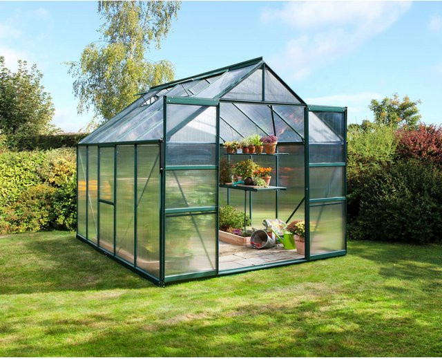 Vitavia Gewächshaus Meridian 8300 in Smaragdgrün mit Aluminiumrahmen, Polycarbonat-Verglasung, Fundament und Regenrinnen, 8,3 m² - Bild 1