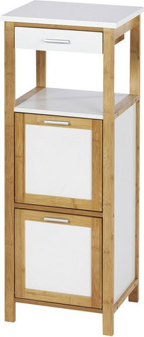 Wenko Regal Finja aus Bambus und MDF, Braun/Weiß, B/T/H: 34 x 30 x 89 cm - Bild 1