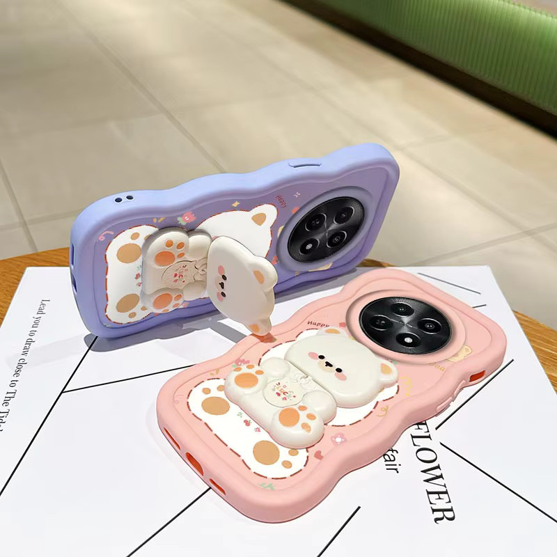 Gewellte Silikon-Handyhülle mit Katzenmotiv für Realme 12 13 12 Pro 13 Pro Plus 12 Pro Plus 12X in Pink und Multicolour - Bild 1