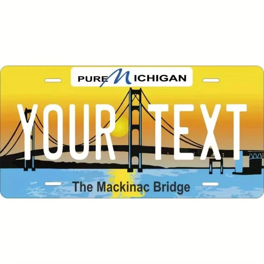Personalisierte Michigan Aluminium Nummernschild Dekoration von CIFBUY in Weiß und Mehrfarbig, B/H: 30,48 x 15,24 cm - Bild 2