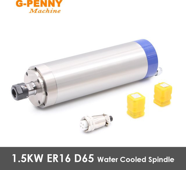 G-PENNY wassergekühlter Spindelmotor 1,5 kW ER16 mit 4 Lagern für die Holzbearbeitung, Farbe: Silber - Bild 1