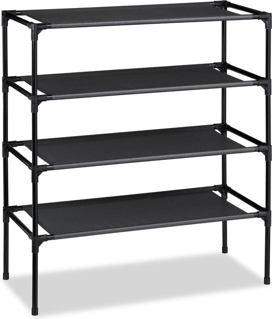 Relaxdays Schuhregal aus Eisen in Schwarz mit 4 Ebenen und Stecksystem, B/T/H: 68 x 62 x 28 cm - Bild 1