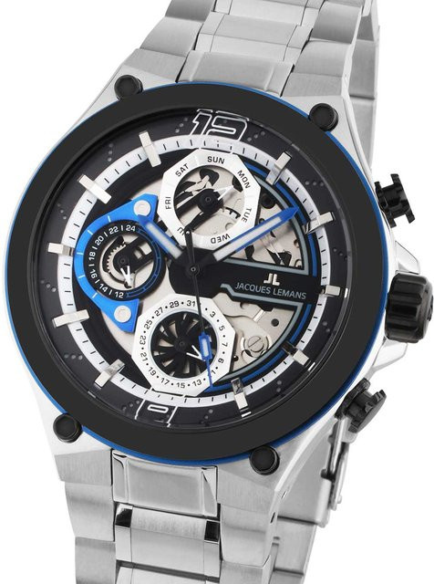 Jacques Lemans Herrenuhr, Quarz, Edelstahl, 43 mm, Schwarz - Bild 1
