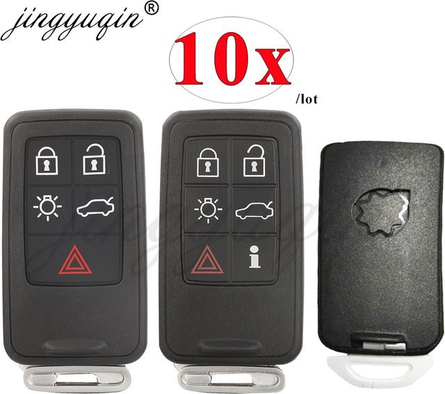 Jingyuqin 10er Set Smart Car Key Shell Ersatzgehäuse für Volvo S60 V60 S80 XC70 XC60 V70 V40 2012-2015 mit Anhänger in Schwarz - Bild 1