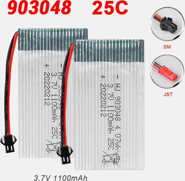 Syma Lithium-Polymer-Akku 1100 mAh 3,7 V 25C für Drohnen und Quadcopter Modelle X709 T22 M18 H5P X5SW - Bild 1
