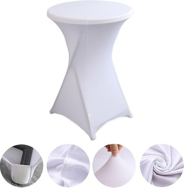 ChicFashion 5er Set elastische runde Tischdecke aus Spandex in Weiß für Cocktailtische, Party und Hochzeit, B/T: 80 x 110 cm - Bild 1