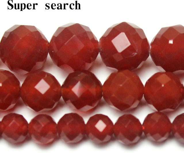 Edelstein Perlen rote Karneol Achate, rund, 6-10 mm, 15 Zoll Strang - Bild 1