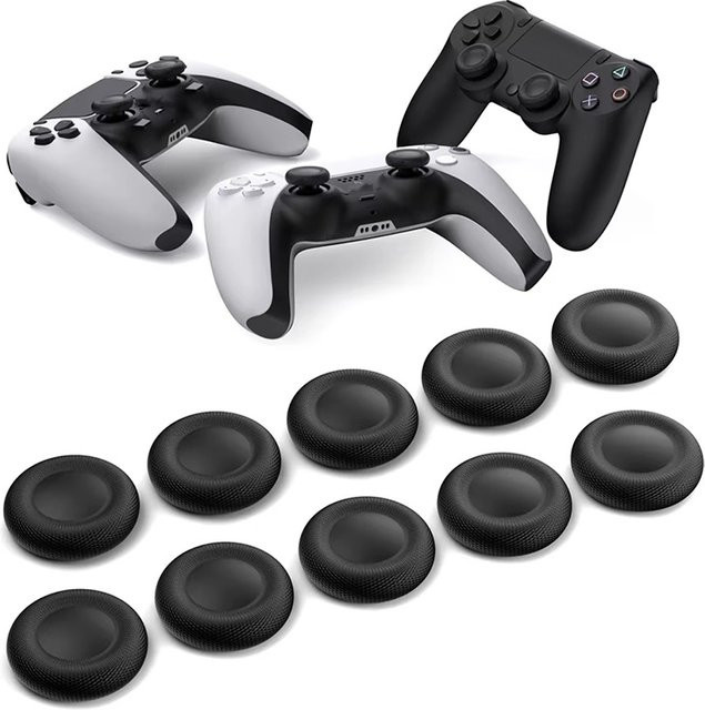 VORILYNEX Silikon Joystick-Abdeckungen in Schwarz für PS5 und PS4 Controller, rutschfeste Daumengriff-Kappen als Zubehör - Bild 1