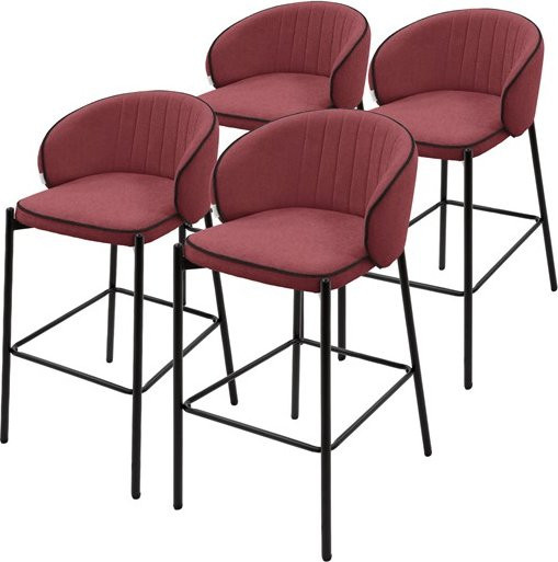 ML-Design Barhocker 4er Set Rot mit Rückenlehne und Fußstütze, B/T/H: 50 x 54 x 101 cm - Bild 1