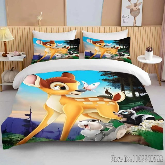 Bambi Bettwäsche-Set aus Mikrofaser mit Anime-Print, Multicolor, B/H: 229 x 229 cm - Bild 1