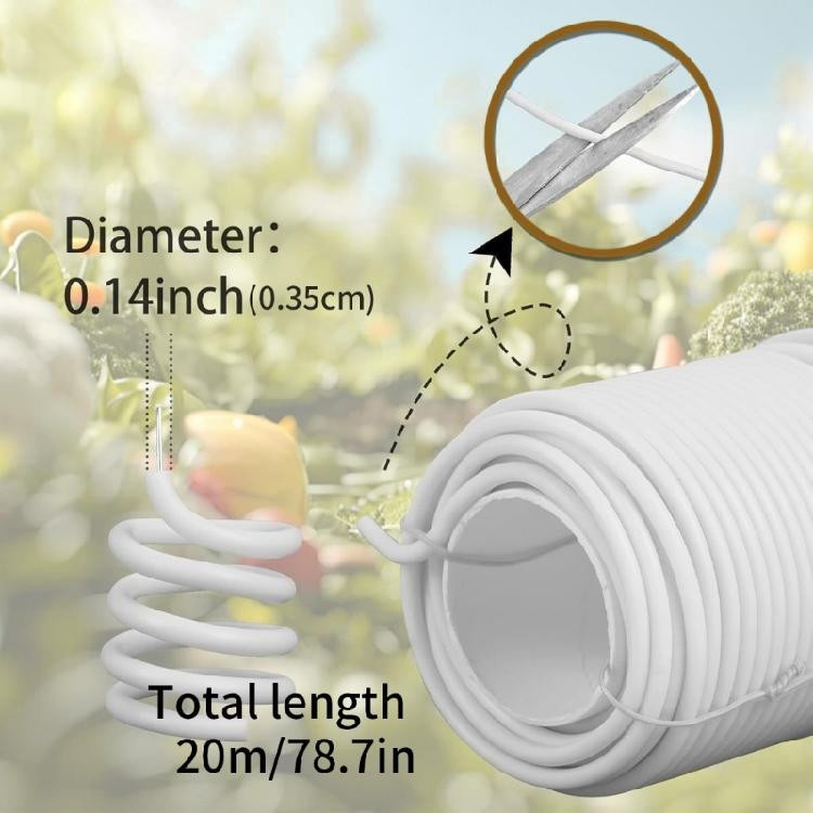 Wiederverwendbare Gartendrahtbinder von Cherish Eyes in Grün und Weiß, flexibler gummiummantelter Stahldraht für Garten, Balkon und Gewächshaus, 20 m - Bild 2