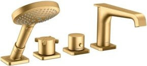 Hansgrohe Axor Citterio E Duschset für Badewanne mit Thermostatarmatur in gebürstetem Messing - Bild 1
