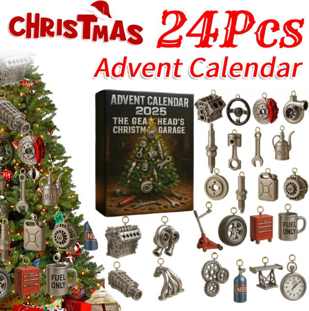 2025 Adventskalender Box mit Autoteilen und Werkzeug-Ornamenten für Autoliebhaber, Mehrfarbig - Bild 1