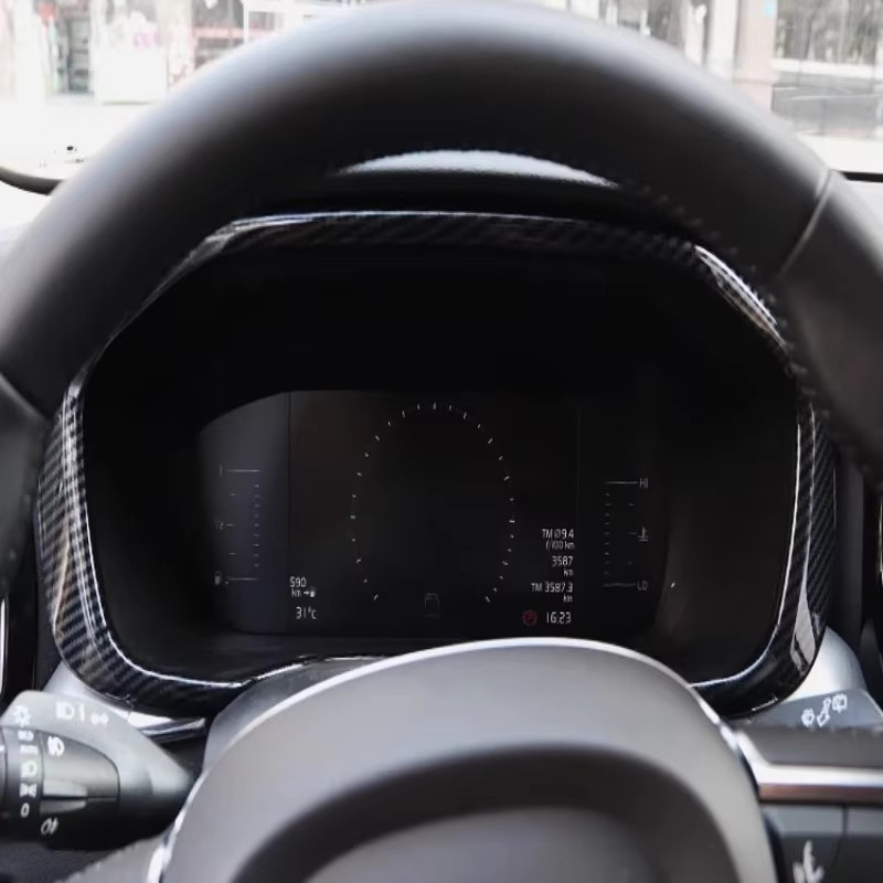 Iyacath Dashboard Instrument Bildschirm Dekoration Abdeckung für Volvo XC60 2018-2022 in Schwarz Carbon Faser Optik - Bild 4