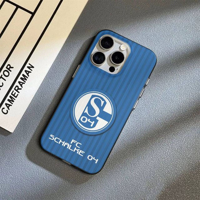 S-Schalke 04 Handyhülle aus geriffeltem Silikon für iPhone 14 in Blau - Bild 1