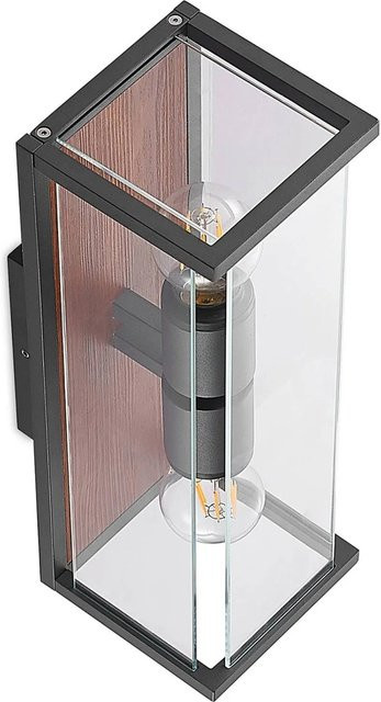 Lucande Wandleuchte Außen Elwin 9616291, 2-flammige Außenwandleuchte aus Aluminium in Schwarz, modern, E27, IP54, B/H/T: 16,4 x 40,0 x 14,0 cm - Bild 1
