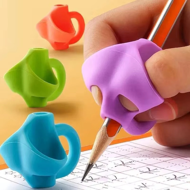 12-teiliges Silikon Drei-Finger-Stiftset in Mehrfarben zur Korrektur der Schreibhaltung für Kinder - Bild 2