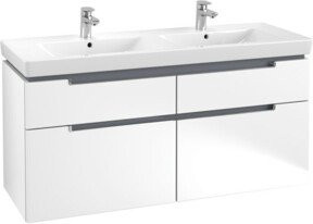 V&B Waschtischunterschrank Subway 2.0 in Weiß Matt mit Chromgriffen, B/T/H: 128,7 x 59 x 44,9 cm - Bild 1