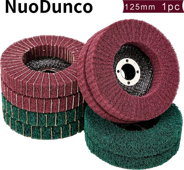 NuoDunco Nylonfaser-Fächer-Polierscheibe in Rot für Winkelschleifer, 125 mm Durchmesser, ideal für Metall und Holz - Bild 1