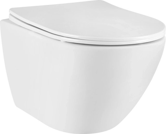baliv Wand WC-Set Davenport Tiefspüler in Weiß, spülrandlos mit Soft-Close-Funktion und Washdown-System, B/T/H: 48,5 x 36,0 x 35,5 cm - Bild 1