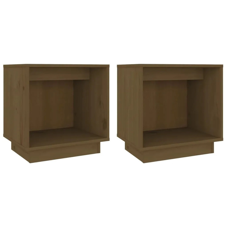 vidaXL Nachttische Set aus Massivholz Kiefer in Honigbraun, 2 Stück, B/T/H: 40 x 30 x 40 cm - Bild 2