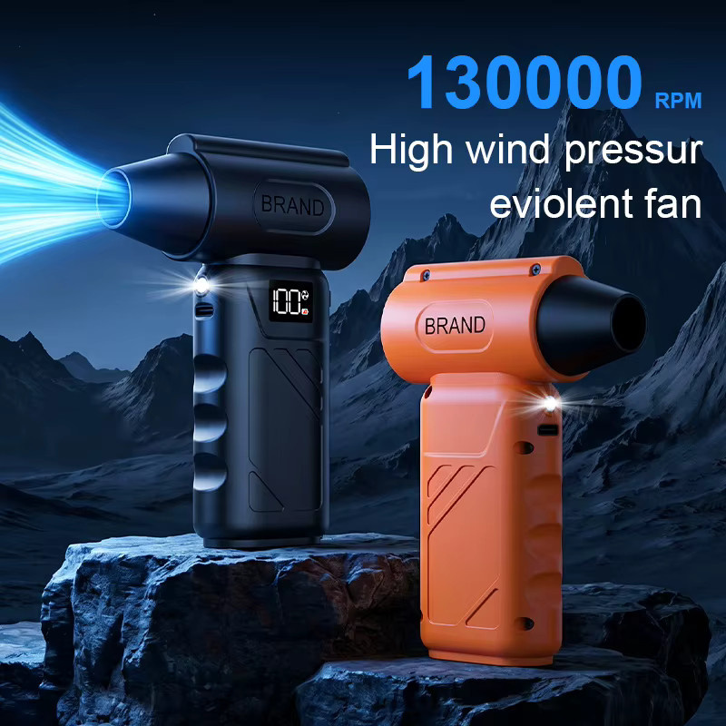 SolarPlay Turbo Elektrischer Luftbläser mit 90000RPM und LED-Licht, Akku-Druckluftgebläse und Handstaubsauger für PC-Computer-Tastatur-Reinigung, Schwarz-Orange - Bild 2