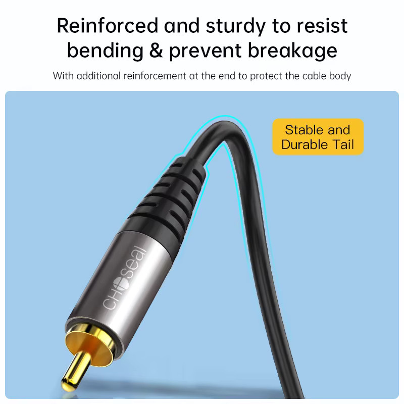 CHOSEAL Stereo Aux-Kabel RCA auf RCA Stecker in Schwarz für Verstärker, Heimkino, HDTV und Hi-Fi Lautsprecher - Bild 3