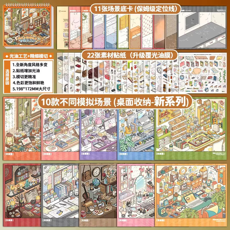 JIANQI 10-in-1 3D Desktop-Organizer mit Cartoon-Szenen als DIY-Scrapbook-Set und koreanisches Schreibwaren-Set in Multicolour - Bild 2