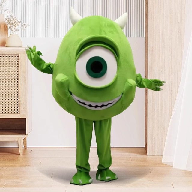 Potdemiel Mike Wazowski Maskottchen Kostüm, Disney, Grün, Plüsch / Textil - Bild 1