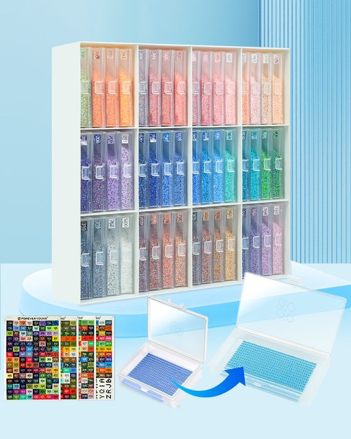 ForeverYoung 48 Stück extra große Diamant-Aufbewahrungsbehälter und Tabletts in Transparent zur Organisation deines Diamantmalerei-Zubehörs - Bild 1