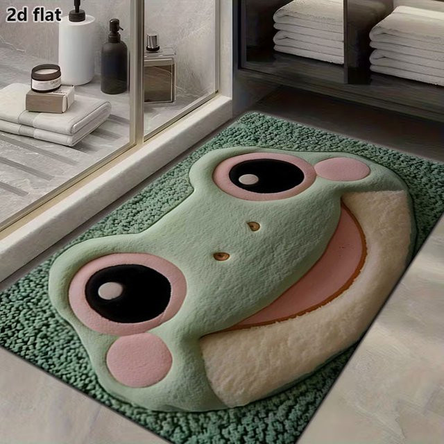 VIKAMA Teppich mit Frosch-Motiv in Grün für Esszimmer und Flur, rechteckig - Bild 1